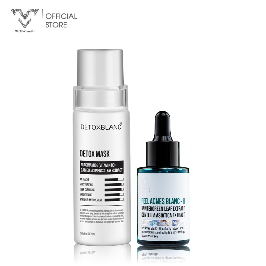 Combo Thải Độc Giảm Mụn Viêm – Detox Mask & Peel Acnes Blanc H