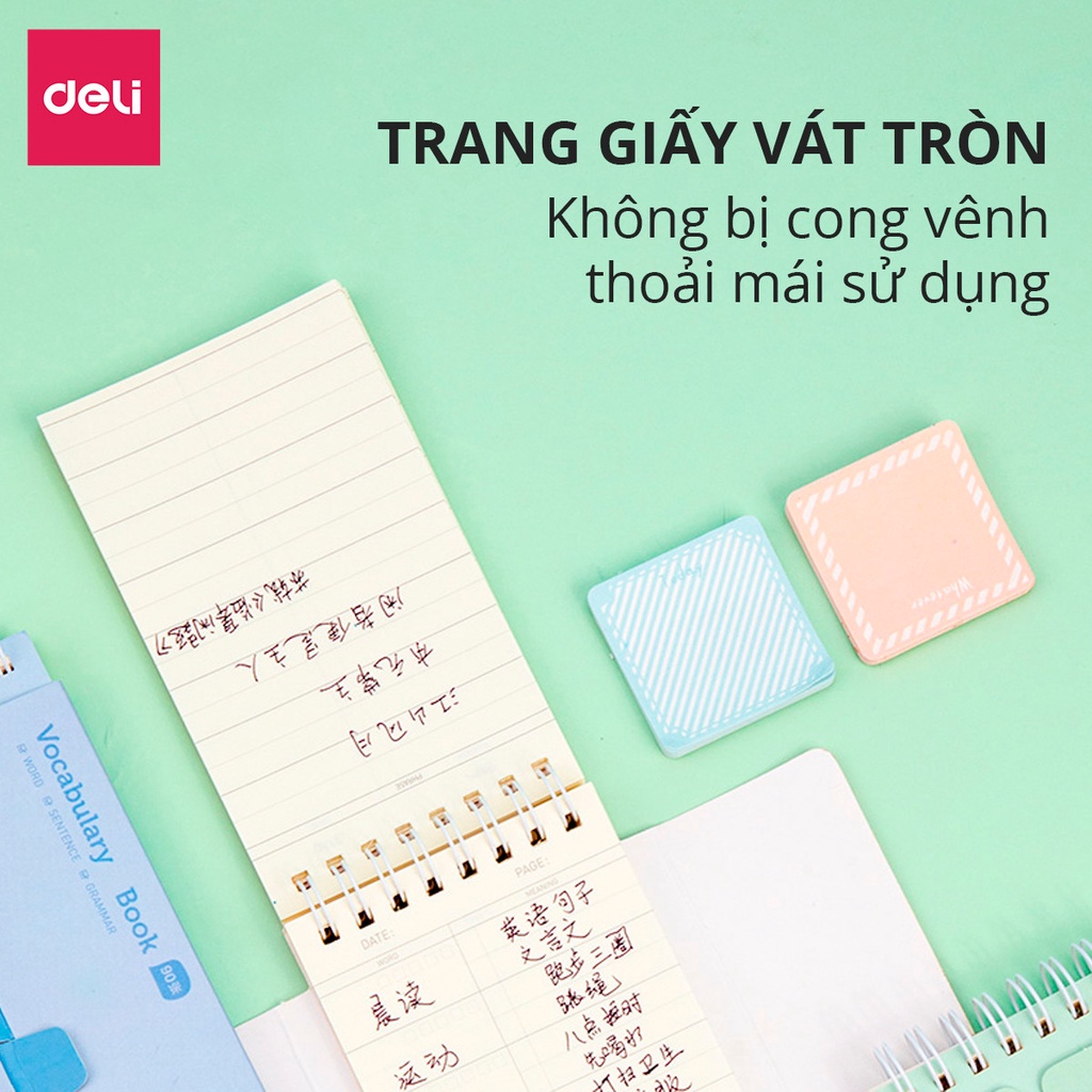 Sổ Tay Ghi Chép Học Từ Vựng Mini 180 Trang Ngoại Ngữ Tiếng Anh Deli Flash Card Ghi Chú Nhỏ Nhắn Tiện Lợi Xinh Xắn