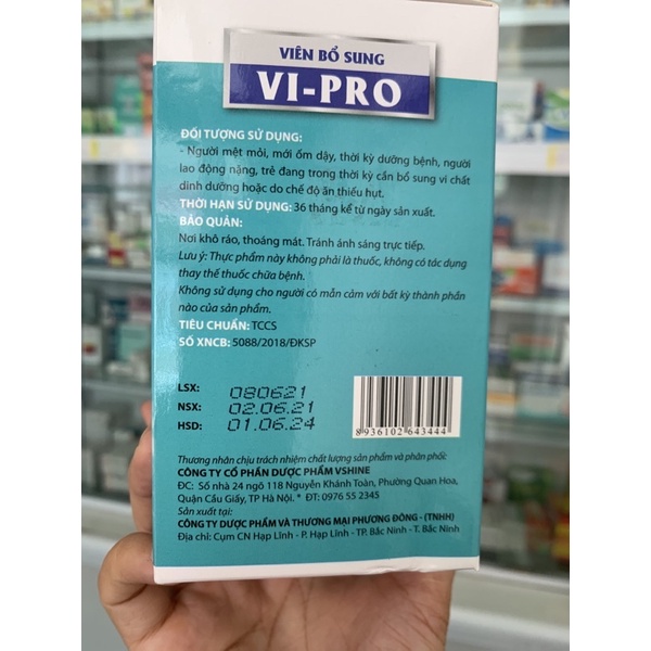 Viên uống bổ sung vitamin, khoáng chất VI - PRO giúp ăn ngon và tăng cân hiệu quả - Hộp 80 viên