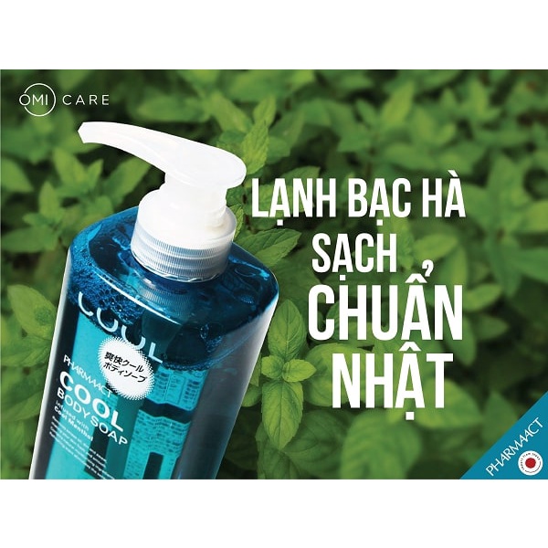 Sữa Tắm Nam Cao Cấp Nhật Bản Bạc Hà Mát Lạnh, Sạch Khuẩn Pharmaact Cool Body Soap (550ml)