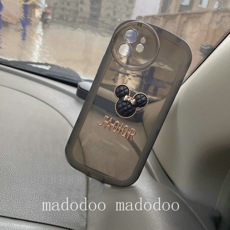 Casing For iPhone 14 Pro Max 14Pro 14Plus 14ProMax 13 12 Mini Cute Cartoon Minnie Oval Airbag Shockproof High Quality Tpu Clear Soft Phone Case Full Fine Hole Protection Back Cover NKS 16