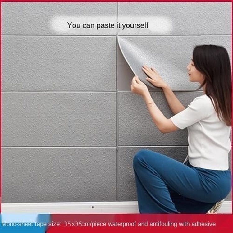 Miếng Dán Tường Bằng Xốp PE Chống Thấm Nước Màu Trơn Họa Tiết 3D Đơn Giản Hiện Đại