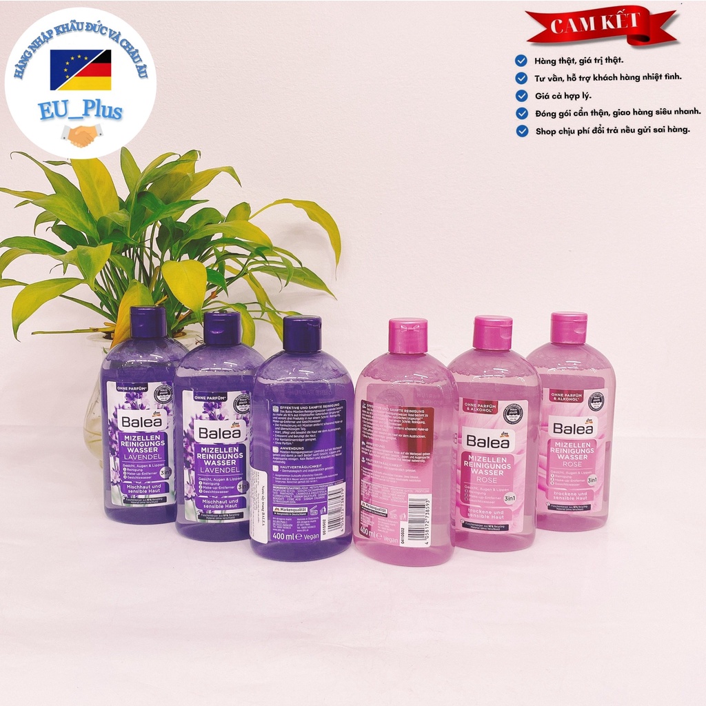 Nước tẩy trang Balea 400ml, dung dịch tẩy trang Balea Hàng Đức chính hãng 3in1 làm sạch sâu