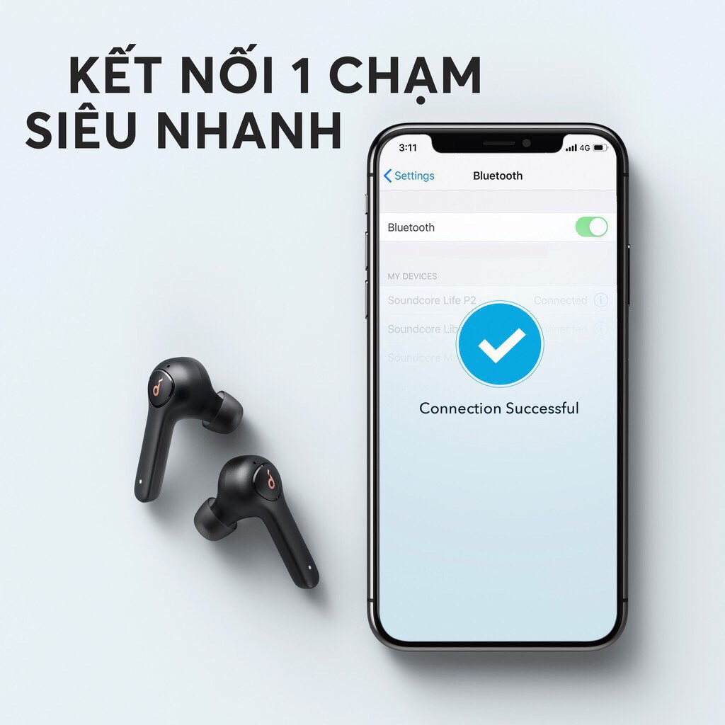 [Mã 267ELSALE hoàn 7% đơn 300K] Tai nghe bluetooth ANKER TWS SOUNDCORE Life P2 - A3919