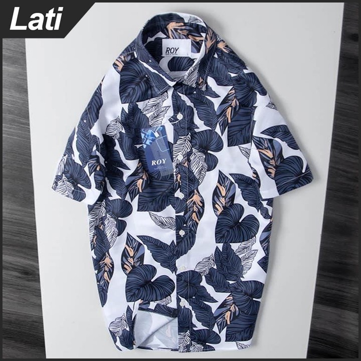 Áo Sơ Mi Nam Ngắn Tay, Somi Họa Tiết Hoa Lá Đi Biển, Du Lịch Vải Lụa Cotton Cao Cấp Chống Nhăn | BigBuy360 - bigbuy360.vn