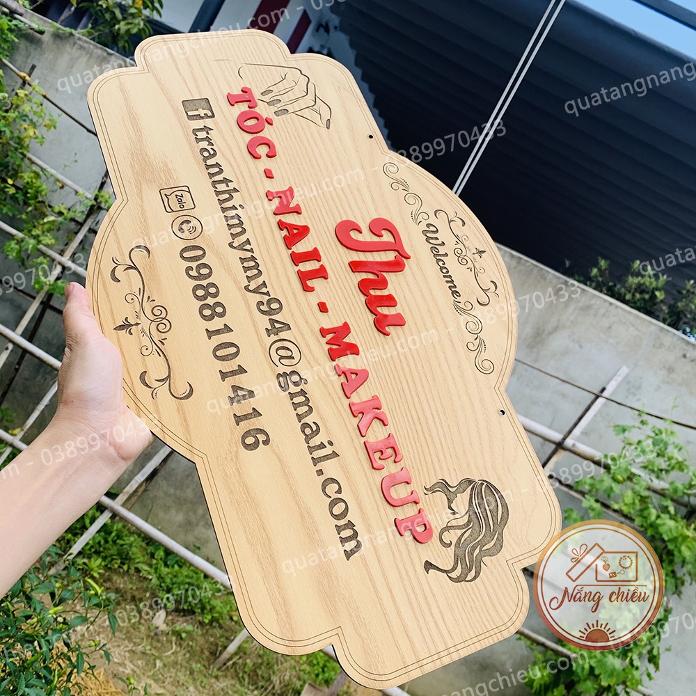 Biển gỗ trang trí SPA size 27x47cm - Khắc thông tin shop bằng laser rõ nét - Thiết kế theo yêu cầu