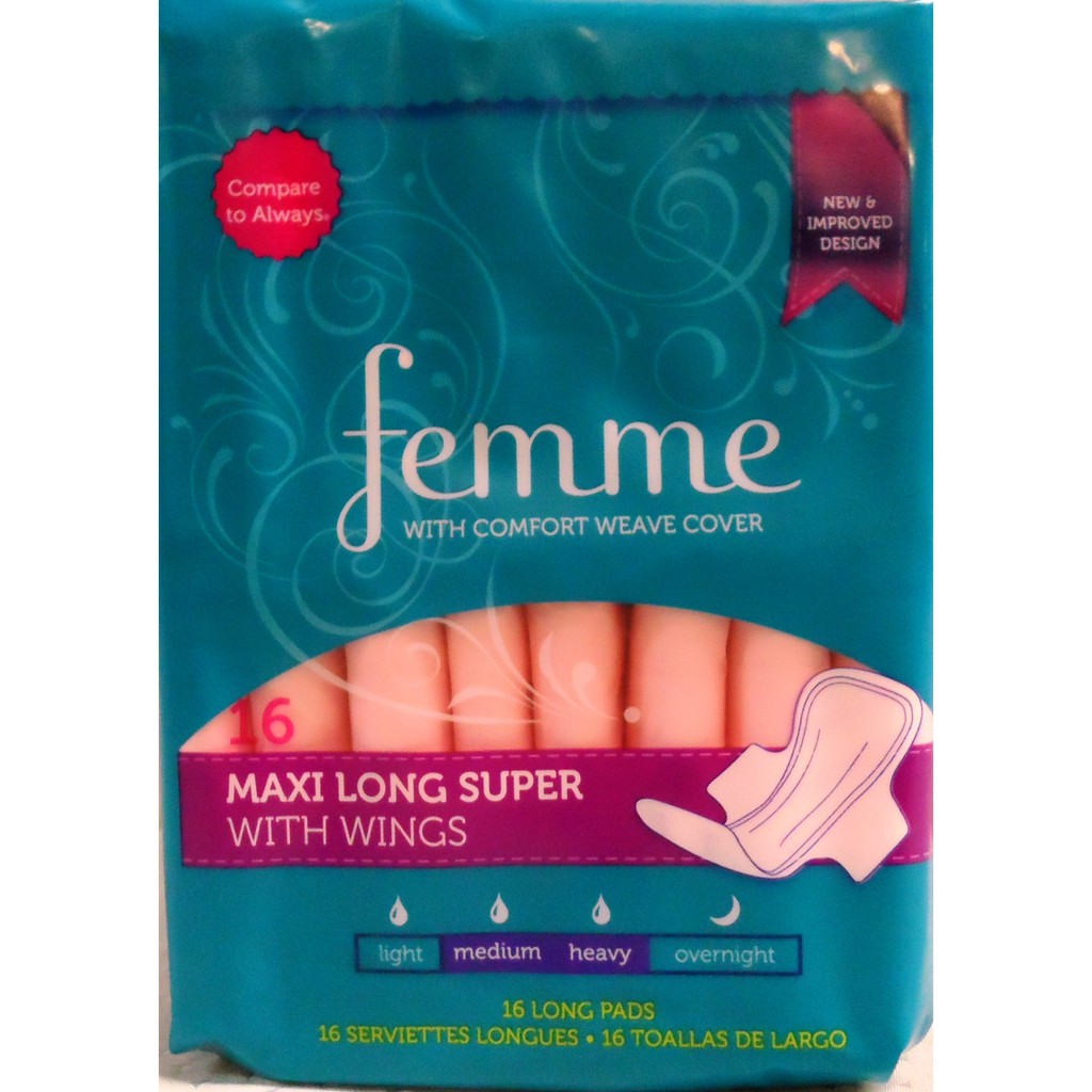 Băng vệ sinh Mỹ Femme Max Long Super có cánh ( 16 miếng )