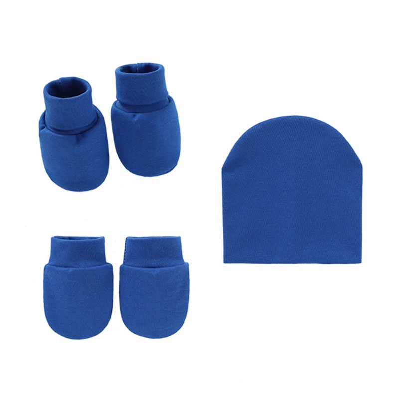 (Hàng Mới Về) Set Găng Tay + Nón + Găng Tay Cotton Chống Xước Cho Bé