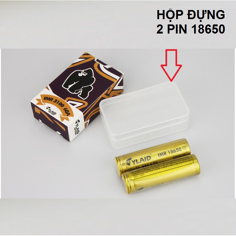 Hộp đựng pin 18650 2 viên bằng nhựa (1 HỘP)