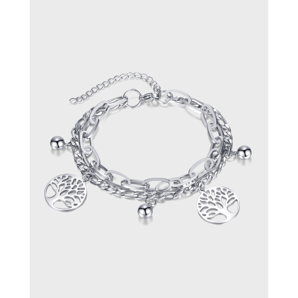 Vòng Tay Nhiều Lớp Bằng Thép Không Gỉ Phong Cách Âu Mỹ Cổ Điển Thời Trang Cho Nữ