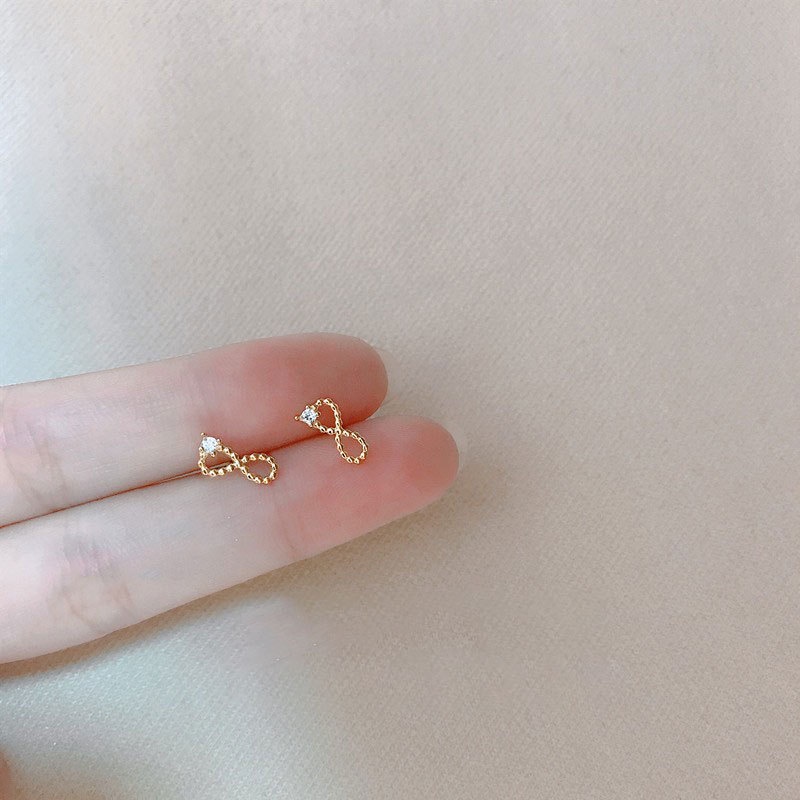 Khuyên Tai Kim Bạc S925 Mạ Vàng Đính Đá Zircon Đơn Giản Thời Trang Cho Nữ