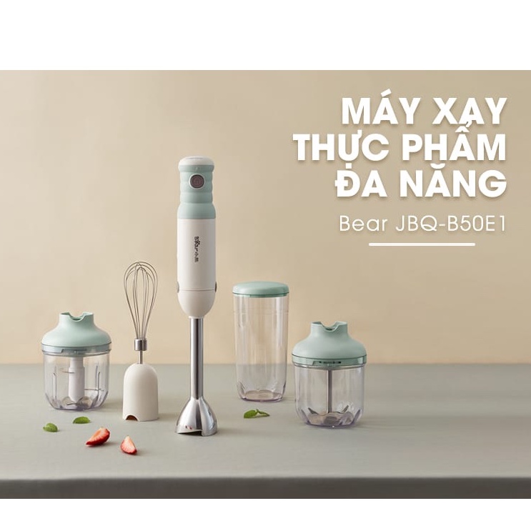 Bộ Máy Xay Bear-JBQ-B50E1 Đa Năng Xay Ăn Dặm, Xay Cháo, Xay tỏi ớt, Đánh Trứng Cầm Tay Tiện Lợi ,BH 18 tháng