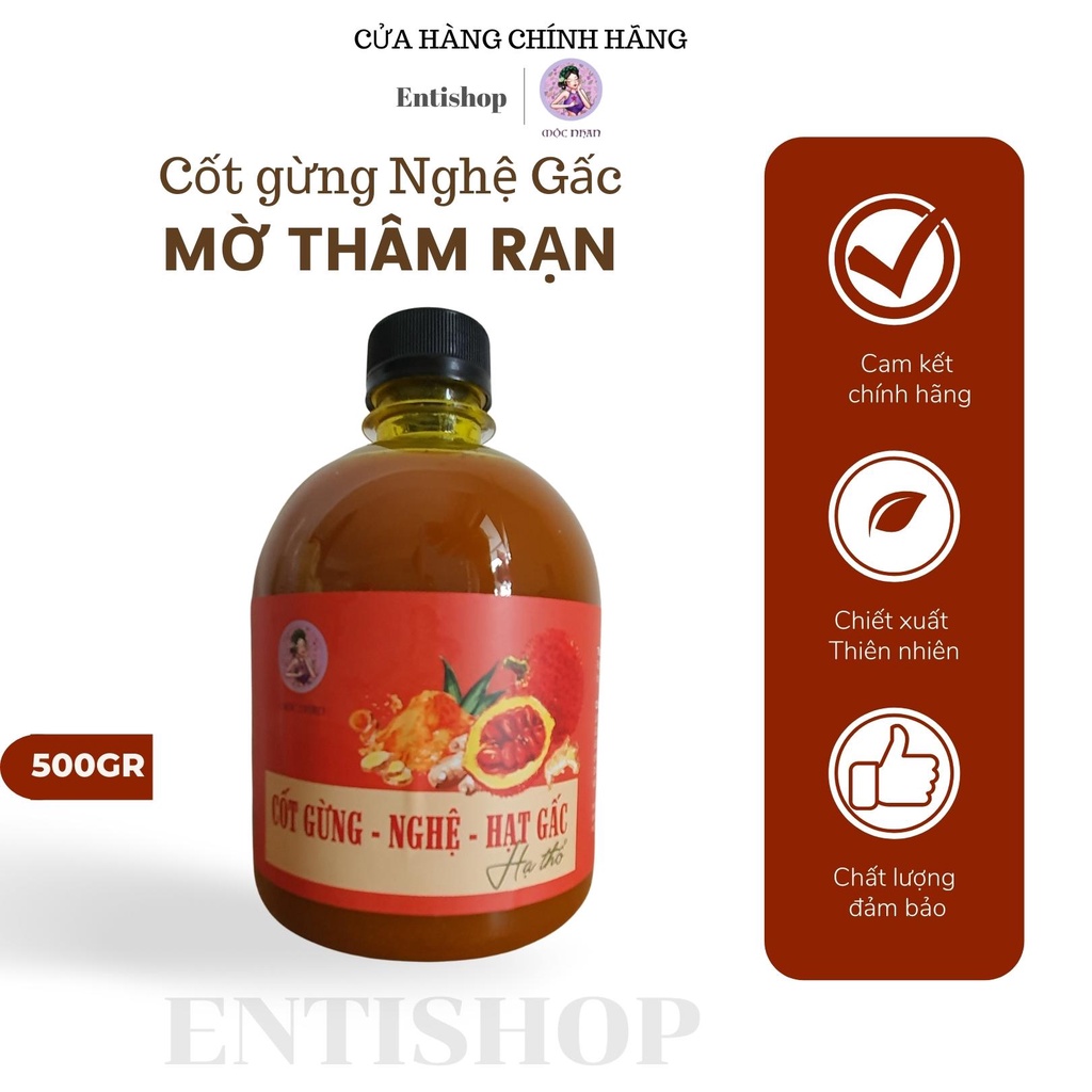 Cốt gừng nghệ gấc hạ thổ (body) tan mỡ bụng, trắng da mờ rạn MỘC NHAN 500ml