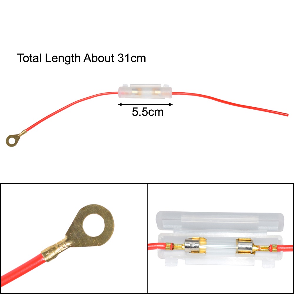 Set 2 Cầu Chì Thủy Tinh 6x30mm 0-250V Có Cầu Chì Bằng Đồng + Dây Đồng Cho Xe Máy