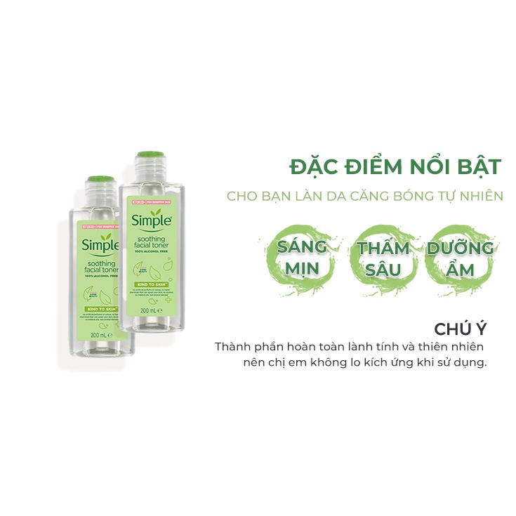 Nước hoa hồng Simple se khít lỗ chân lông trắng da tonner cho da dầu HH07