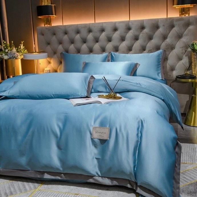 Trọn Bộ Chăn Ga Gối Cotton Viền Phối 2 Màu Cao Cấp - Thái Phối 2 Mặt Cotton và Lụa