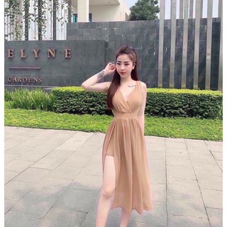 Đầm voan xẻ tà