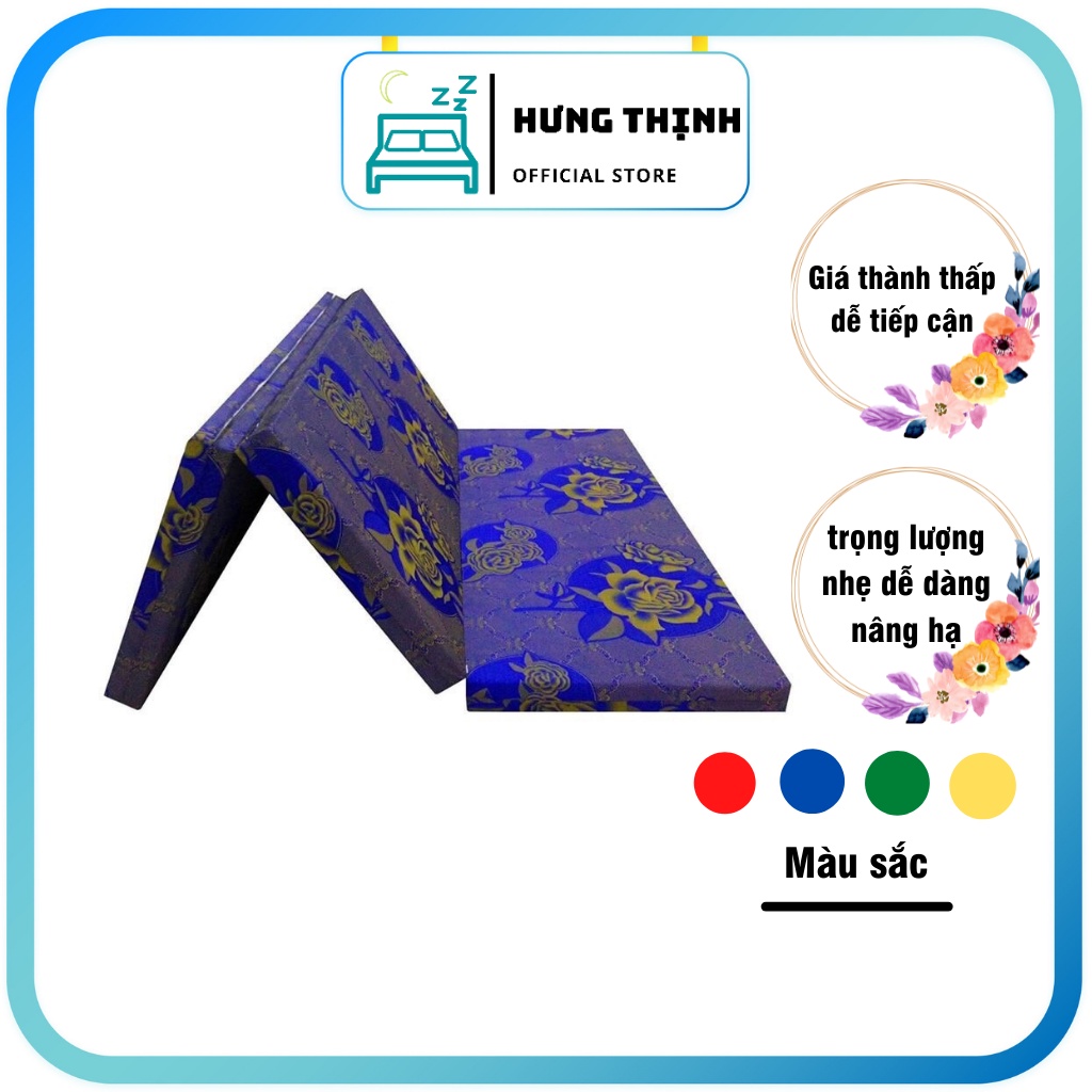 Nệm gấp 3 PE giá rẻ chiều dài 1m4 x 2m , đệm xốp gấp cho 2 người nằm kích thước 1m6 x 2m