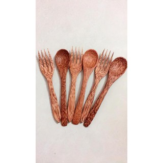 COMBO 3 MUỖNG + 3 NĨA GỖ DỪA (SỈ/LẺ, 18X3.5CM)