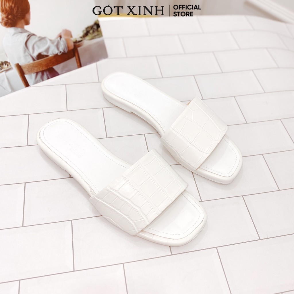 Dép nữ thời trang GÓT XINH GX361 đế bệt quai ngang