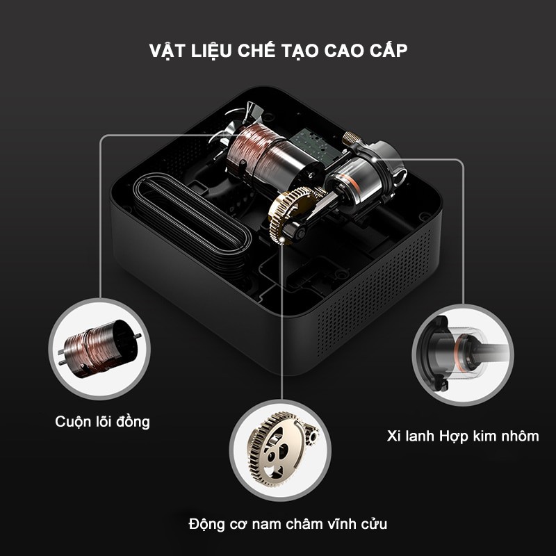 Bơm lốp ô tô Xiaomi 70mai Air Compressor Lite điện tử tự ngắt chính hãng.