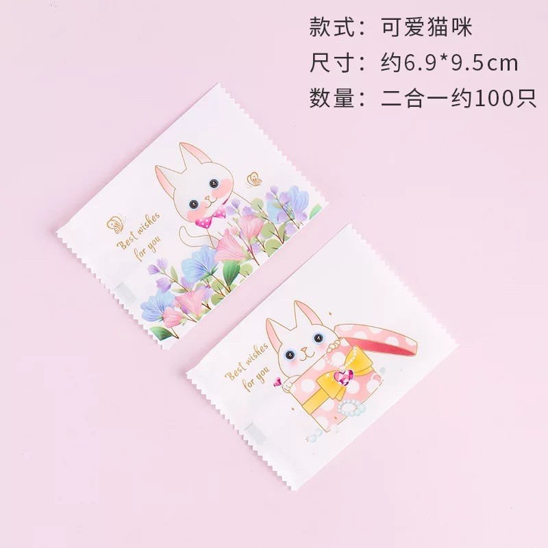 100 vỏ túi bánh 7x9,5cm mèo mix 2 mẫu