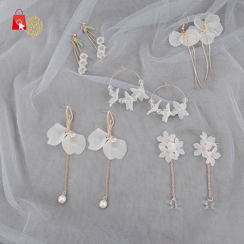 Bông Tai Cánh Hoa Dài Phong Cách Hàn Quốc JP1