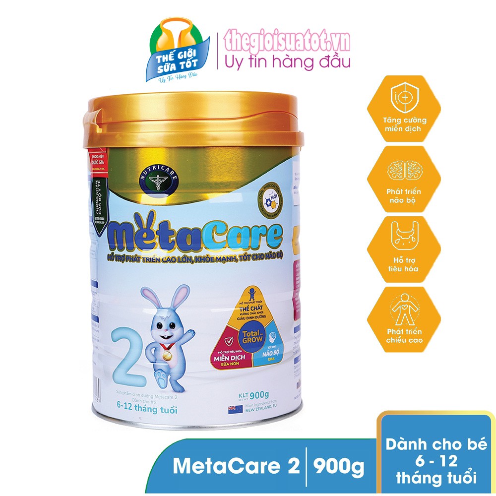 Sữa bột Meta Care 2 Dinh dưỡng cho trẻ 900g Mẫu mới