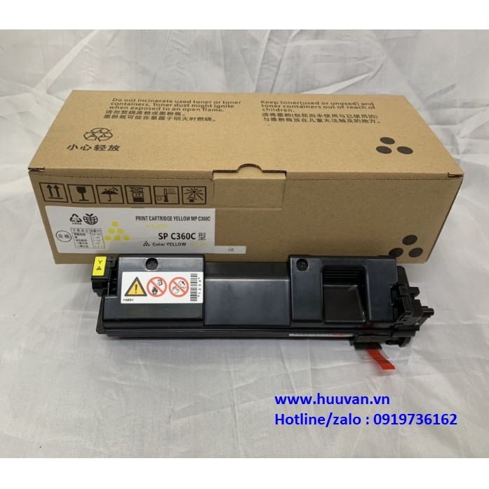 Hộp mực Ricoh SP C360 màu vàng dùng cho máy in Ricoh Aficio SP C360, C360dn, C360dnw / SP C360, 360SFNw, 360SNw,