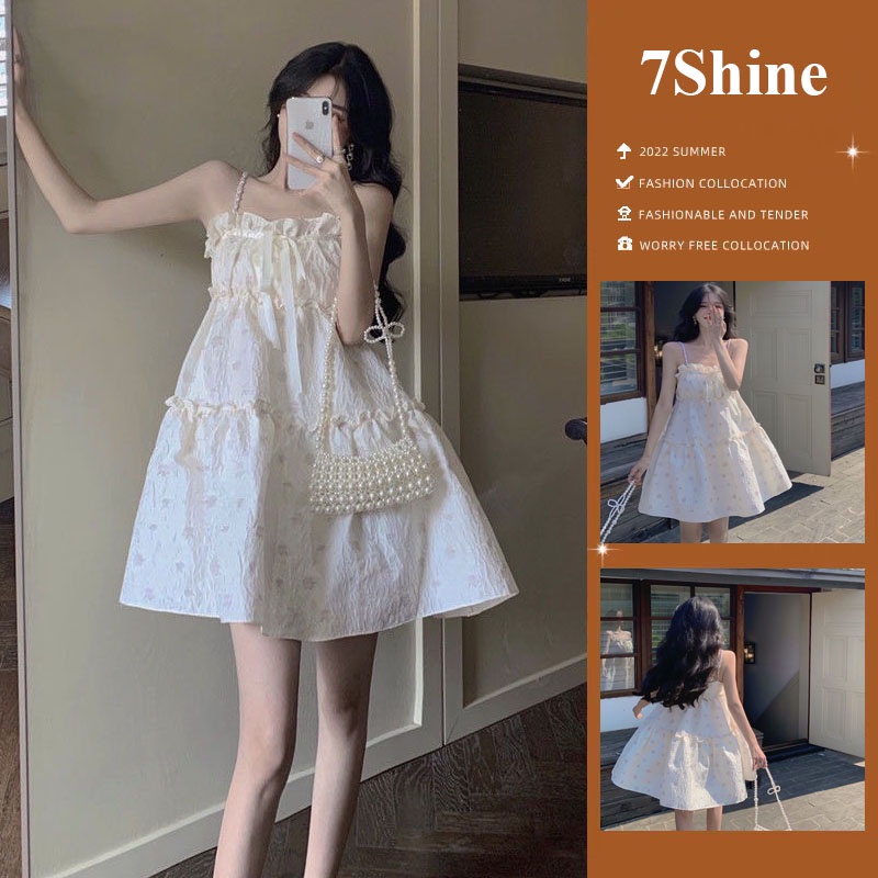 Váy hai dây babydoll đũi xốp 2 lớp dễ thương dành cho nữ-7shine