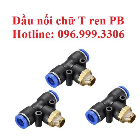 Đầu nối PB chữ T có ren ngoài khí nén, phun sương chịu được áp suất cao, đầy đủ kích thước giá sỉ