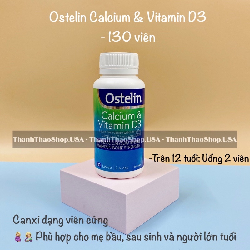 Canxi bầu Úc Ostelin Calcium & Vitamin D3 130 viên