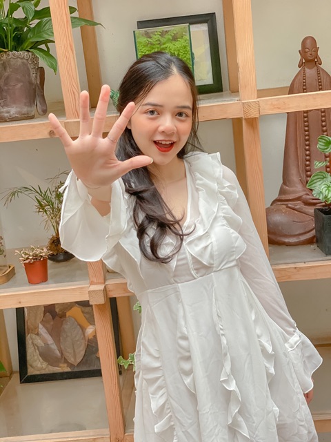 Đầm dự tiệc dạ hội đi chơi emily dress  thiết kế cổ v nhiều bèo caocaobycaochen 2 màu đen trắng có bigsize