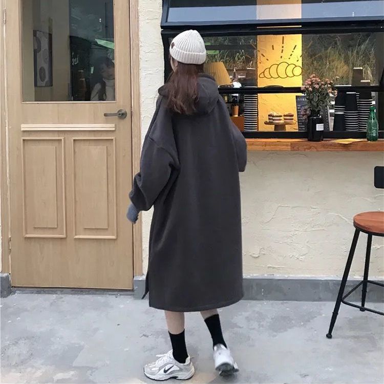 Đầm hoodie dài dáng rộng phong cách Hàn Quốc dành cho nữ