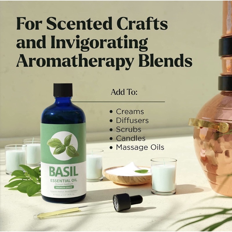 Tinh dầu húng quế hữu cơ Organic Lagunamoon Basil Essential Oil 150ml USA