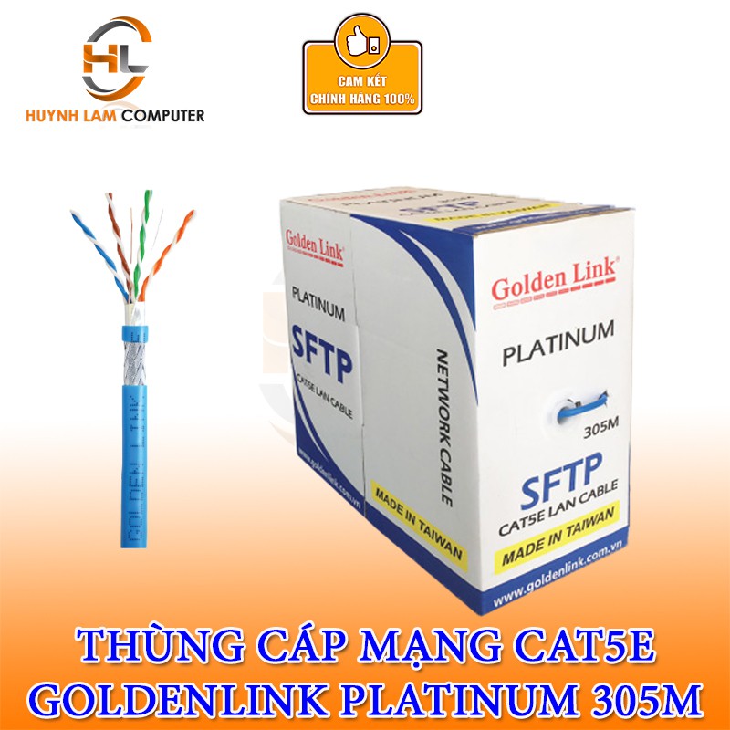 [Mã ELMS4 giảm 7% đơn 500K] Cáp mạng Golden link platinum SFTP cat5e made in taiwan Thùng 305M