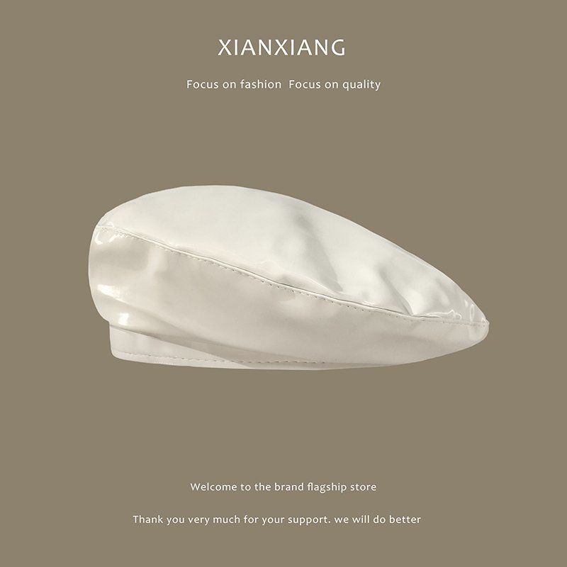 Mũ Beret Bằng Da Pu Bóng Phong Cách Anh Quốc Thời Trang Xuân Hè Cá Tính Cho Nữ