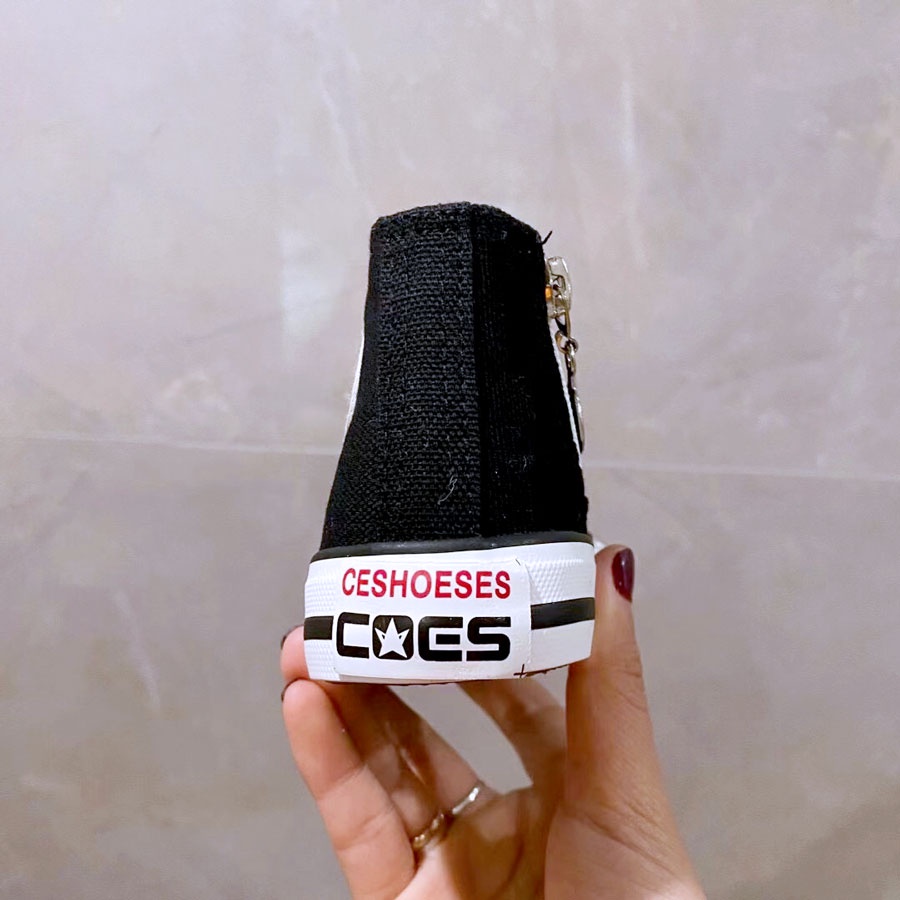 Giày cổ cao cho bé trai, bé gái màu đen kiểu dáng thể thao có dây buộc, có khoá kéo đủ size từ 19 đến 36