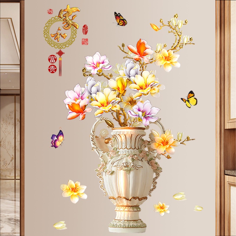 Decal dán tường Bình hoa mai 3D