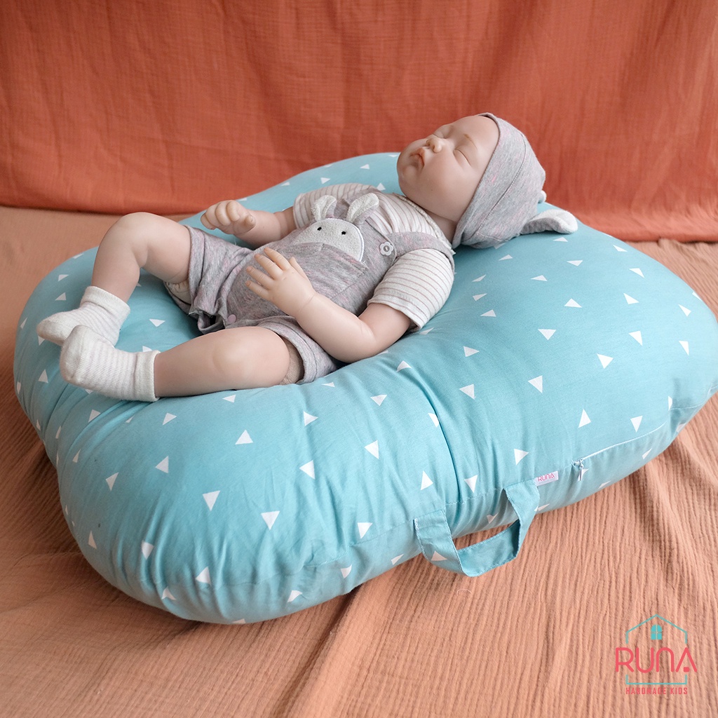 Gối chống trào ngược cho bé RUNA KIDS chất liệu Cotton Hàn 100% cao cấp mềm mịn an toàn cho bé size lớn 65x70cm