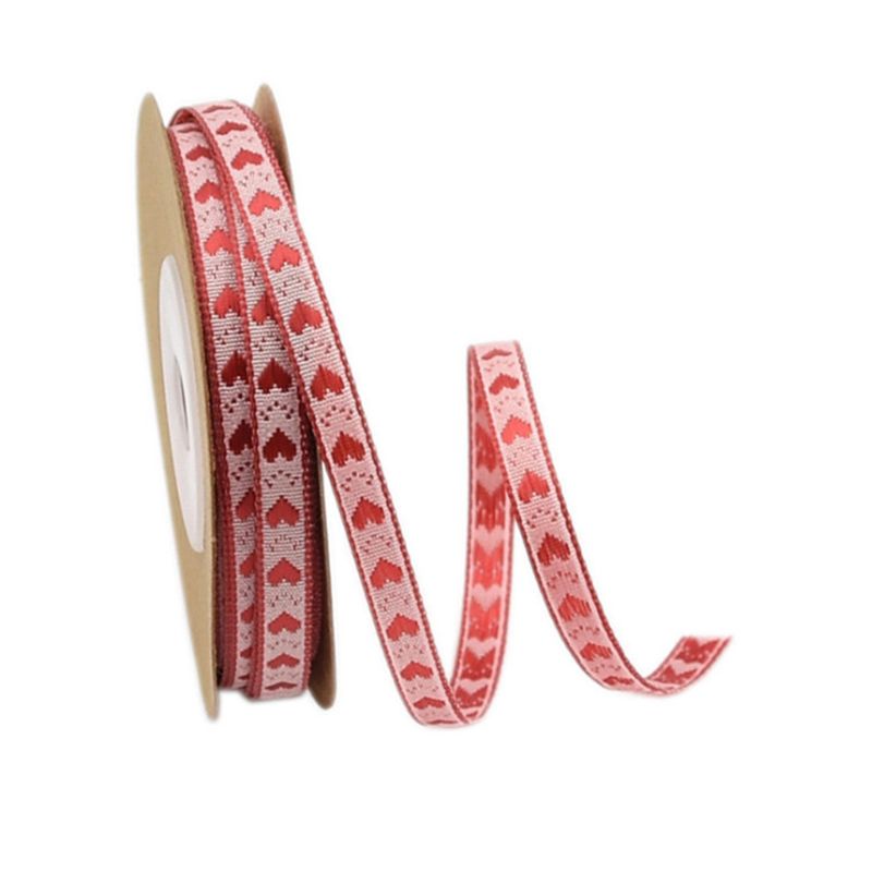 Dây Ruy Băng Họa Tiết Trái Tim Dài 10m Dùng Trang Trí Quà Valentine / Đám Cưới DIY
