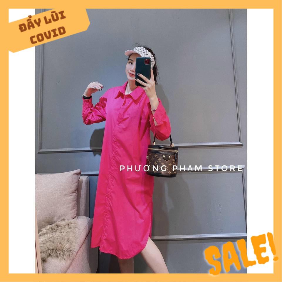 Váy Cổ Sơ Mi Basic Dáng Dài Sexy Bầu Bí Mặc Đến Đẻ Luôn Ạ | BigBuy360 - bigbuy360.vn