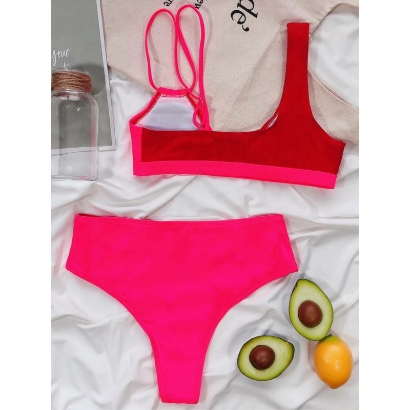 [BKN392] &lt;ÂU&gt; SET BIKINI ĐỎ MIX HỒNG (CẠP CAO)