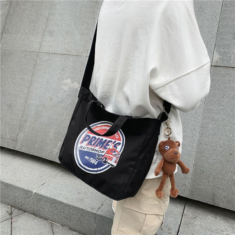Túi Xách Canvas Cỡ Lớn Phong Cách Harajuku Hàn Quốc Cho Nam Lưng