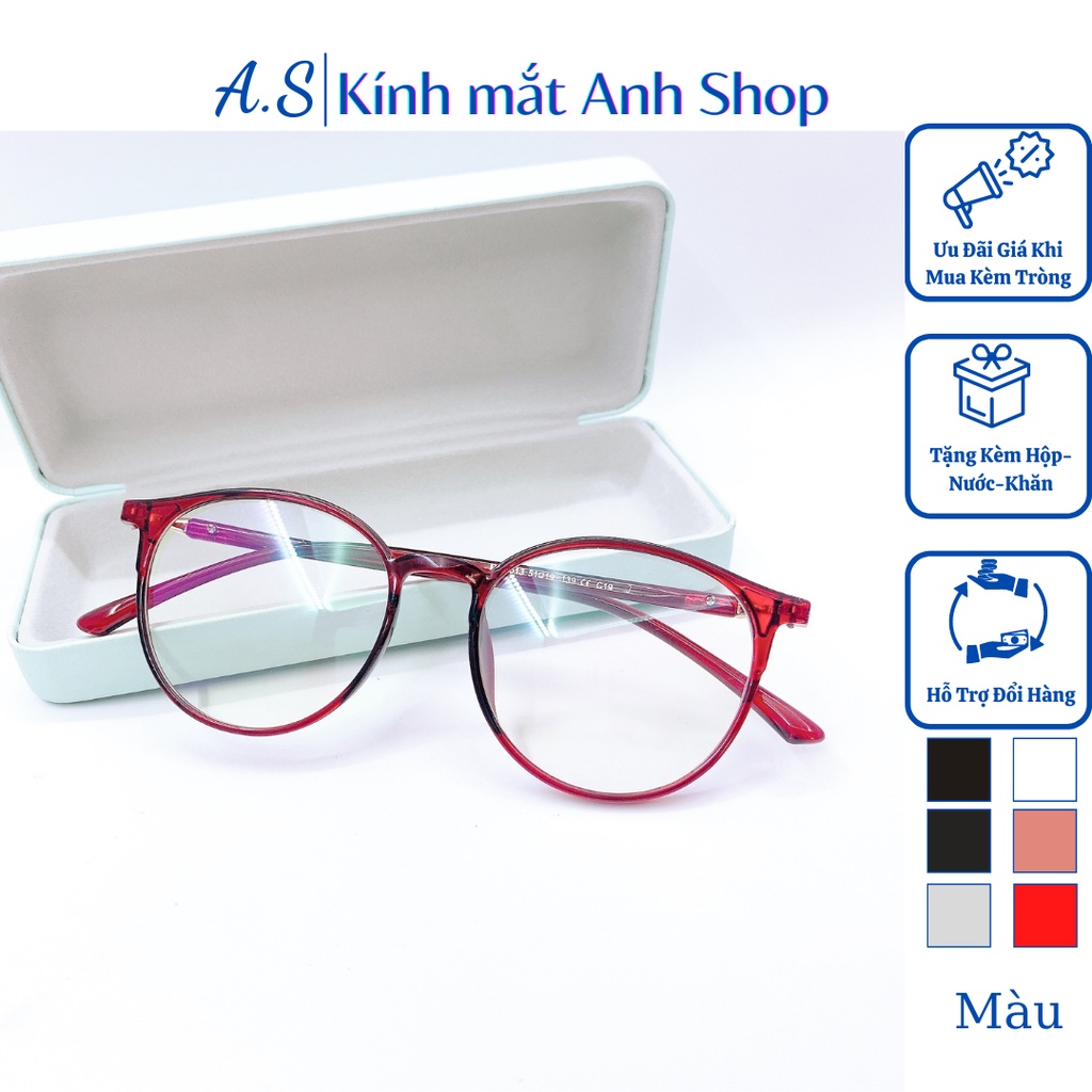Kính tròn to nam nữ kiểu dáng thanh mảnh dễ phù hợp với nhiều khuôn mắt chất liệu nhựa dẻo 513