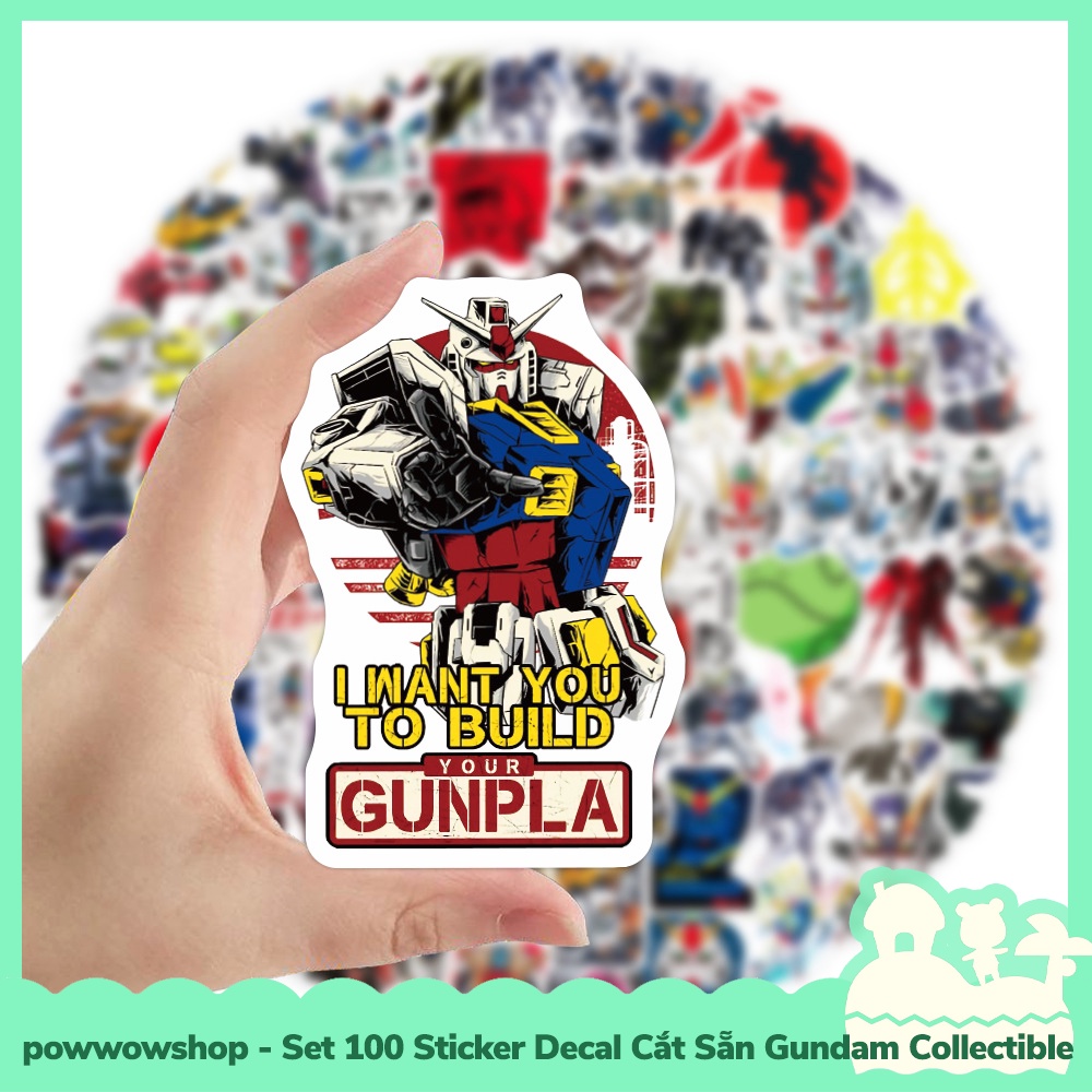 [Sẵn VN - Hỏa Tốc] Set 100 Sticker Mini Decal Dán Trang Trí Vật Dụng Mẫu Anime Manga Game Gundam Collectible