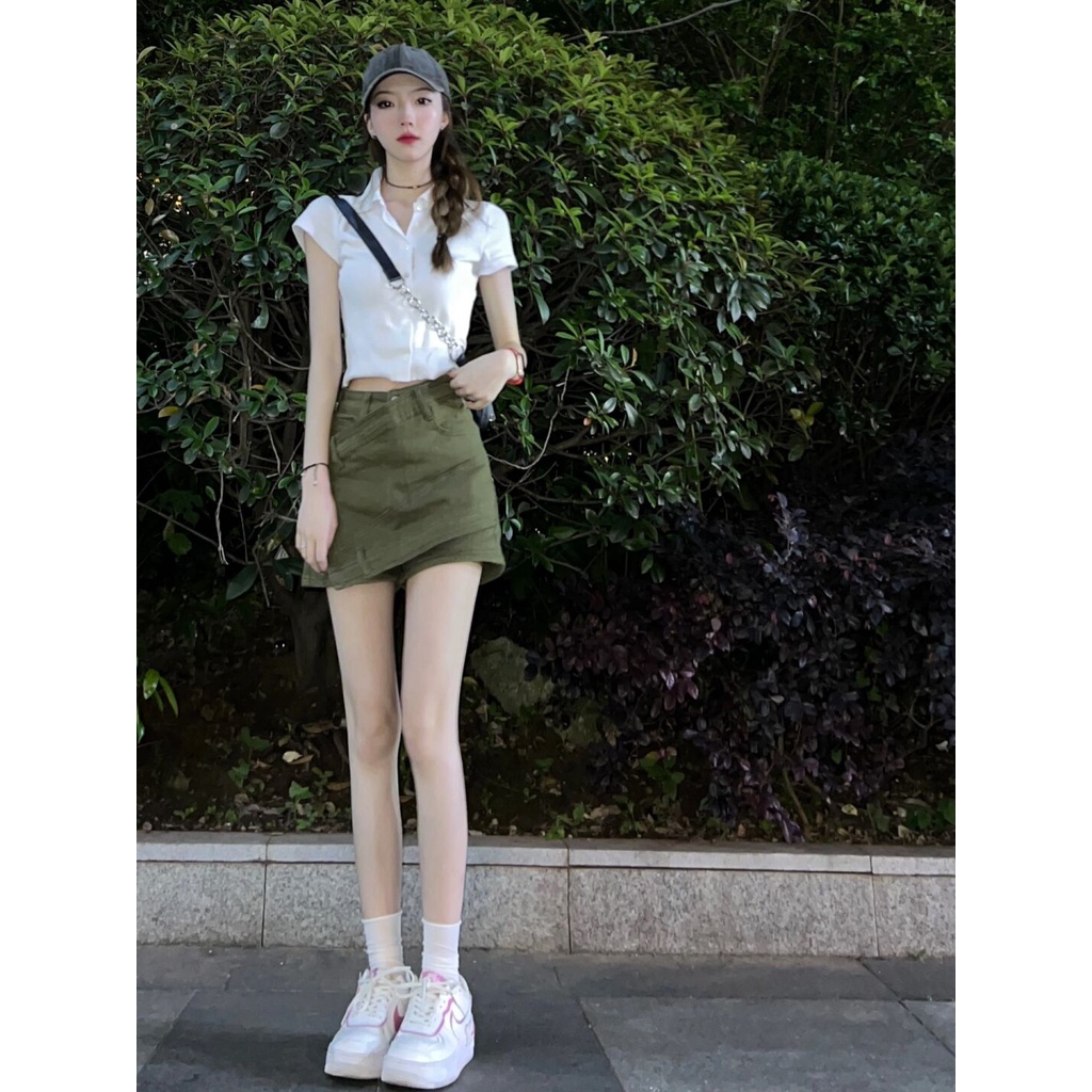 Cocory vn Quần Short denim Lưng Cao Dáng Chữ A Thời Trang Mùa Hè Gợi Cảm Cho Nữ