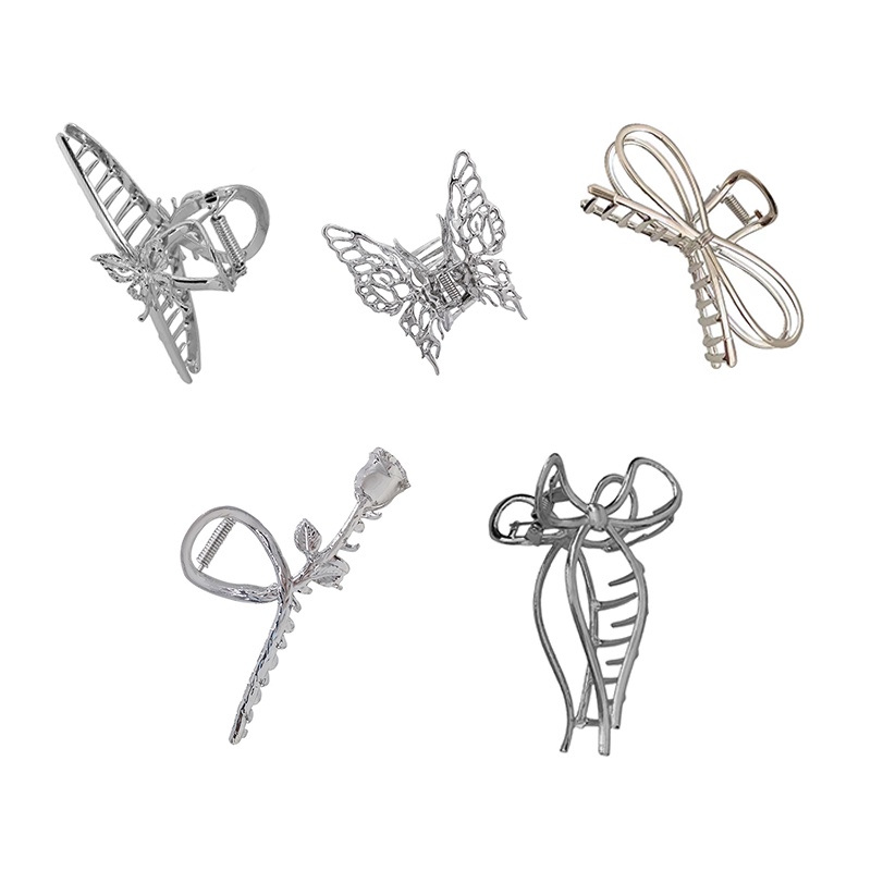 IF ME Kẹp tóc   kiểu nơ chéo màu bạc đơn giản thanh lịch cho nữ