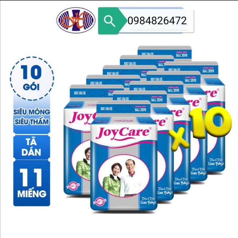 Tã bỉm dán người lớn thùng 110 miếng JoyCare, tả bĩm dán túi 11 miếng size M /L từ 40_70kg dùng tặng1miếng ótchongườigià