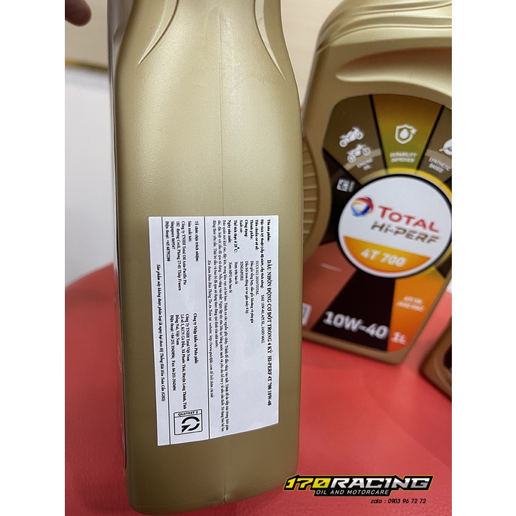 (HCM) Nhớt Xe Máy - cho xe số - TOTAL HI-PERF 4T 700 SAE 10W40 Dung Tích 800 ML - 1000 ML